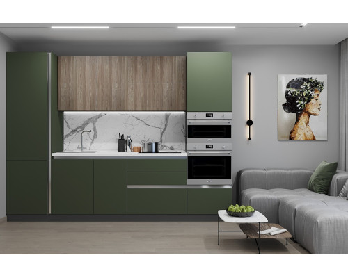 Модульная кухня шарли green / дуб галифакс белый Woodlux 3030 РМ
