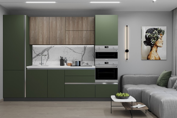  Модульная кухня шарли green / дуб галифакс белый Woodlux 3030 РМ
